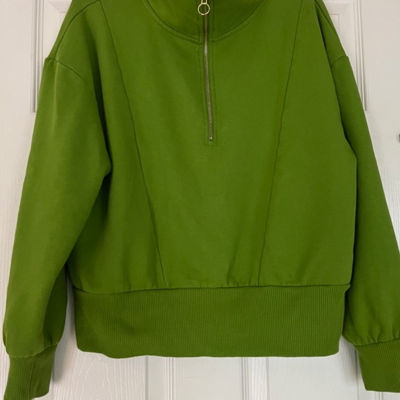 Women's Quarter Zip Sweatshirt, Green, Size Medium - Picture 6 of 8